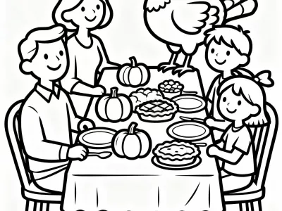 Outstanding Thanksgiving Family Gatherings Coloring Page