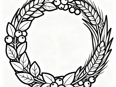 Fun Festive Harvest Wreaths Coloring Page