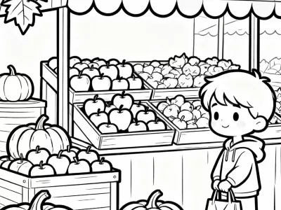 Creative Festive Autumn Markets Coloring Page