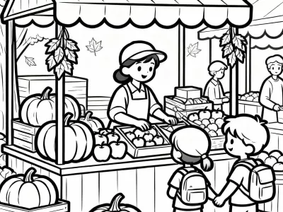 Fun Festive Autumn Markets Coloring Page