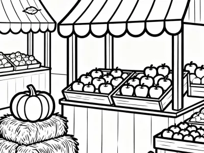Happy Festive Autumn Markets Coloring Page