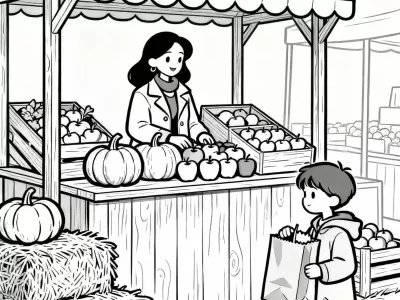 Incredible Festive Autumn Markets Coloring Page