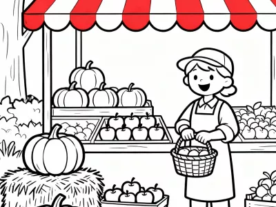 Lovely Festive Autumn Markets Coloring Page