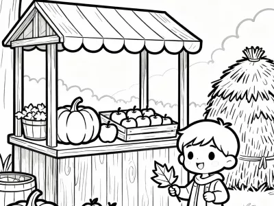 Magical Festive Autumn Markets Coloring Page