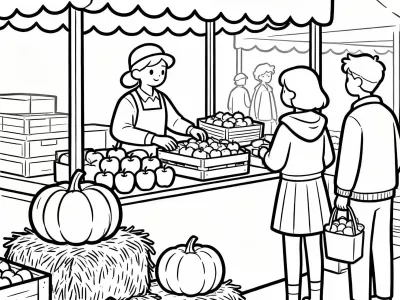 Outstanding Festive Autumn Markets Coloring Page