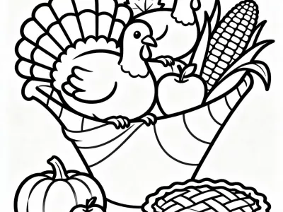 Creative Thanksgiving Cornucopia Delights Coloring Page