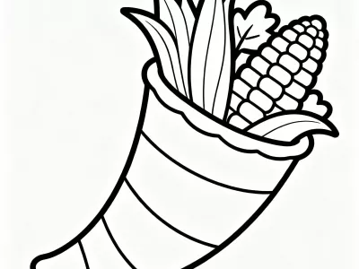 Fun Thanksgiving Cornucopia Delights Coloring Page