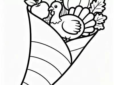 Incredible Thanksgiving Cornucopia Delights Coloring Page