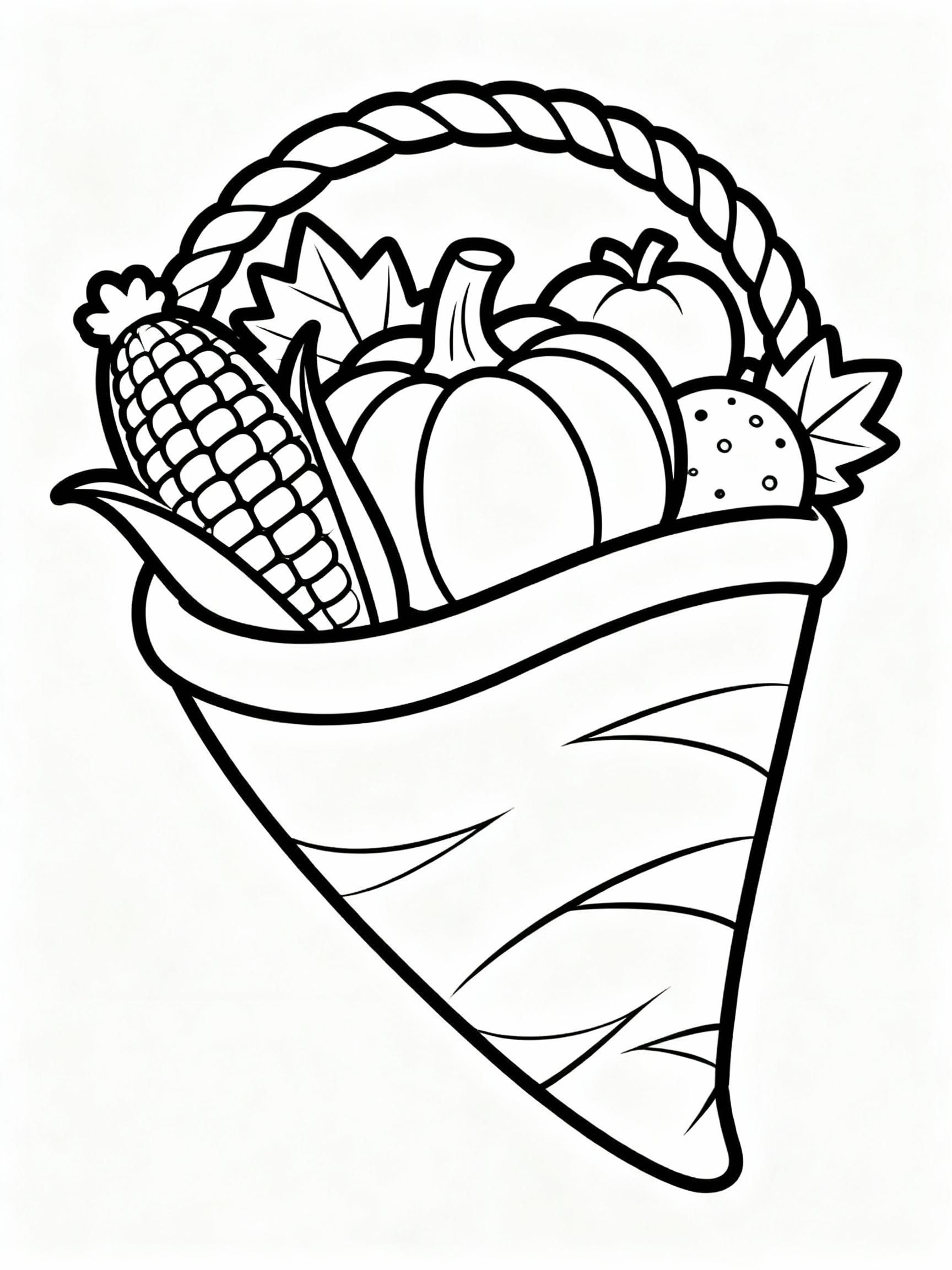 Magical Thanksgiving Cornucopia Delights Coloring Page