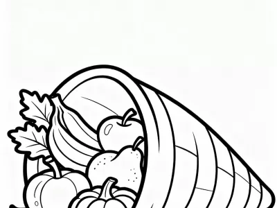 Outstanding Thanksgiving Cornucopia Delights Coloring Page