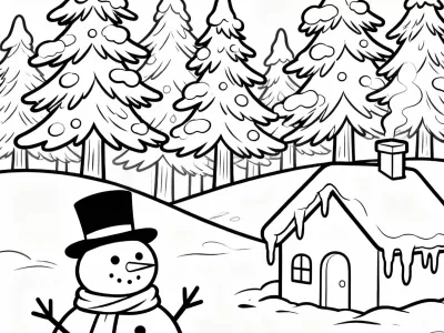 Beautiful Whimsical Winter Wonderland Coloring Page