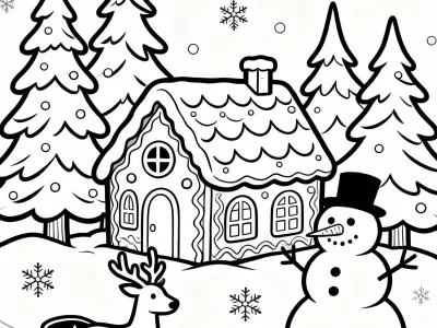 Creative Whimsical Winter Wonderland Coloring Page