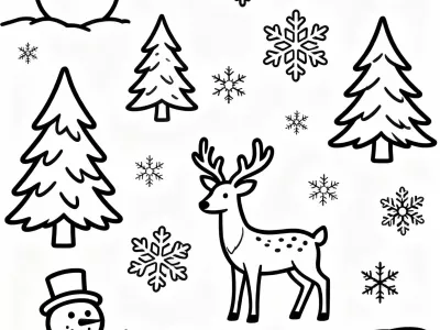 Enchanting Whimsical Winter Wonderland Coloring Page
