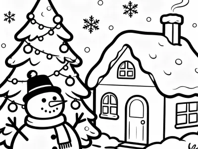 Fun Whimsical Winter Wonderland Coloring Page