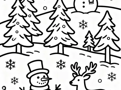 Incredible Whimsical Winter Wonderland Coloring Page