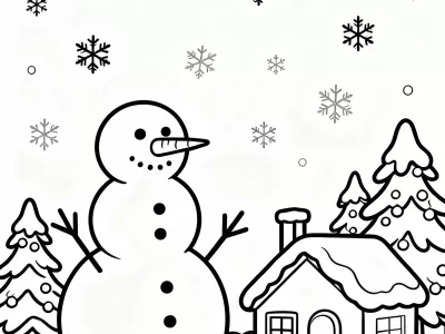 Lovely Whimsical Winter Wonderland Coloring Page