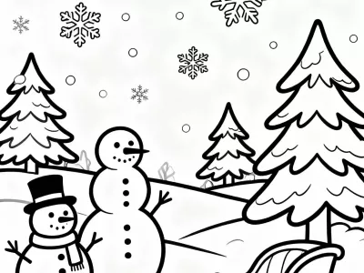 Magical Whimsical Winter Wonderland Coloring Page