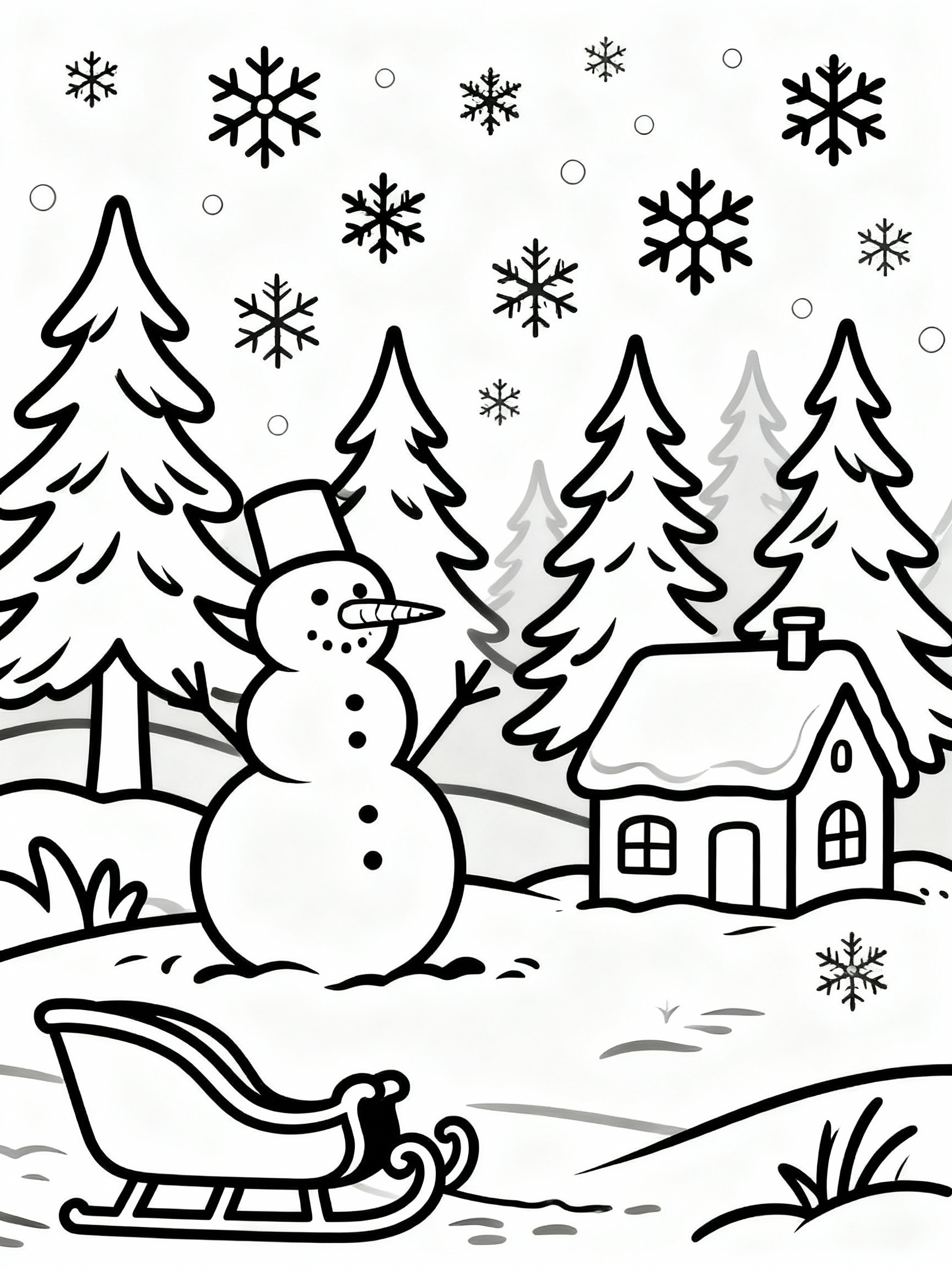 Outstanding Whimsical Winter Wonderland Coloring Page