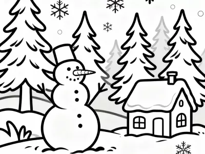 Outstanding Whimsical Winter Wonderland Coloring Page