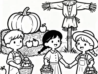 Beautiful Autumn Harvest Celebration Coloring Page