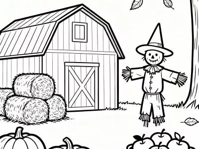 Delightful Cute Autumn Harvest Celebration Coloring Page