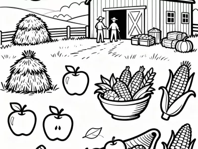 Happy Autumn Harvest Celebration Coloring Page