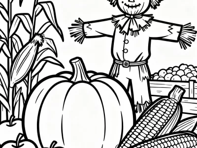 Joyful Baby Autumn Harvest Celebration Coloring Page