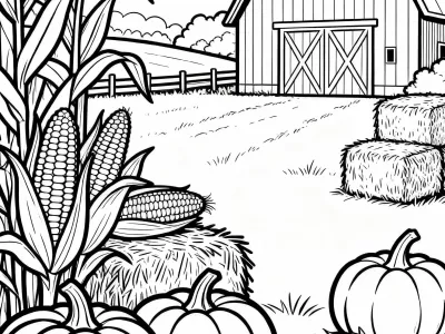 Lovely Autumn Harvest Celebration Coloring Page
