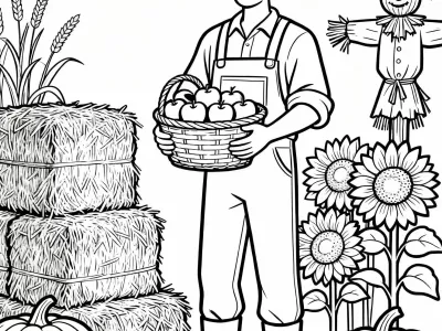 Nice Cartoon Autumn Harvest Celebration Coloring Page