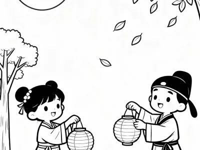Delightful Harvest Moon Celebration In Nature Coloring Page