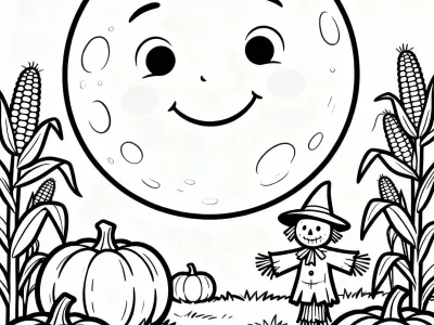 Perfect Harvest Moon Celebration Coloring Page