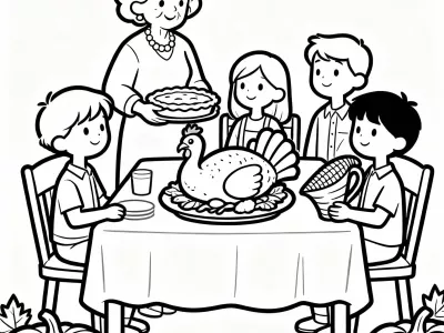 Amazing Baby Thanksgiving Family Traditions Coloring Page