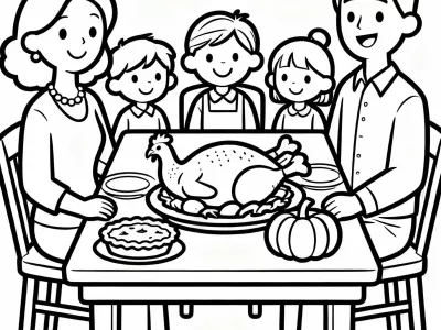Delightful Magical Thanksgiving Family Traditions Coloring Page