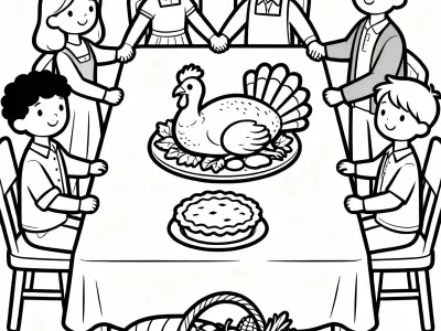 Happy Thanksgiving Family Traditions Coloring Page