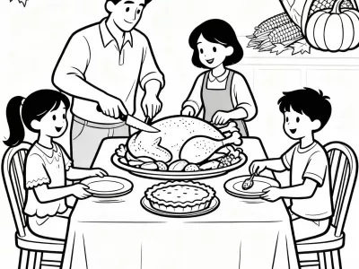 Lovely Thanksgiving Family Traditions Coloring Page