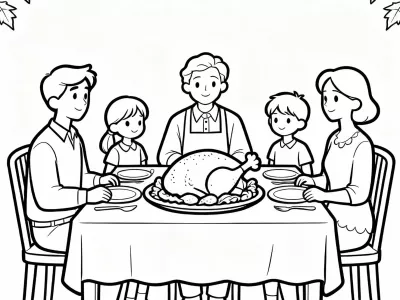 Nice Happy Thanksgiving Family Traditions Coloring Page