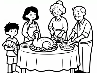 Outstanding Thanksgiving Family Traditions Coloring Page