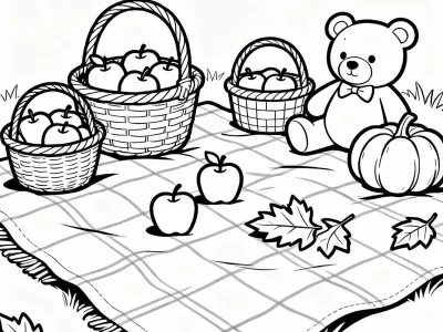 Amazing Baby Charming Autumn Picnic Coloring Page