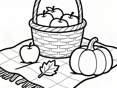 Beautiful Charming Autumn Picnic Coloring Page