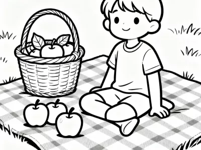 Creative Charming Autumn Picnic Coloring Page