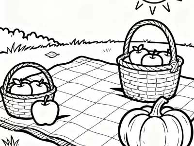 Enchanting Charming Autumn Picnic Coloring Page