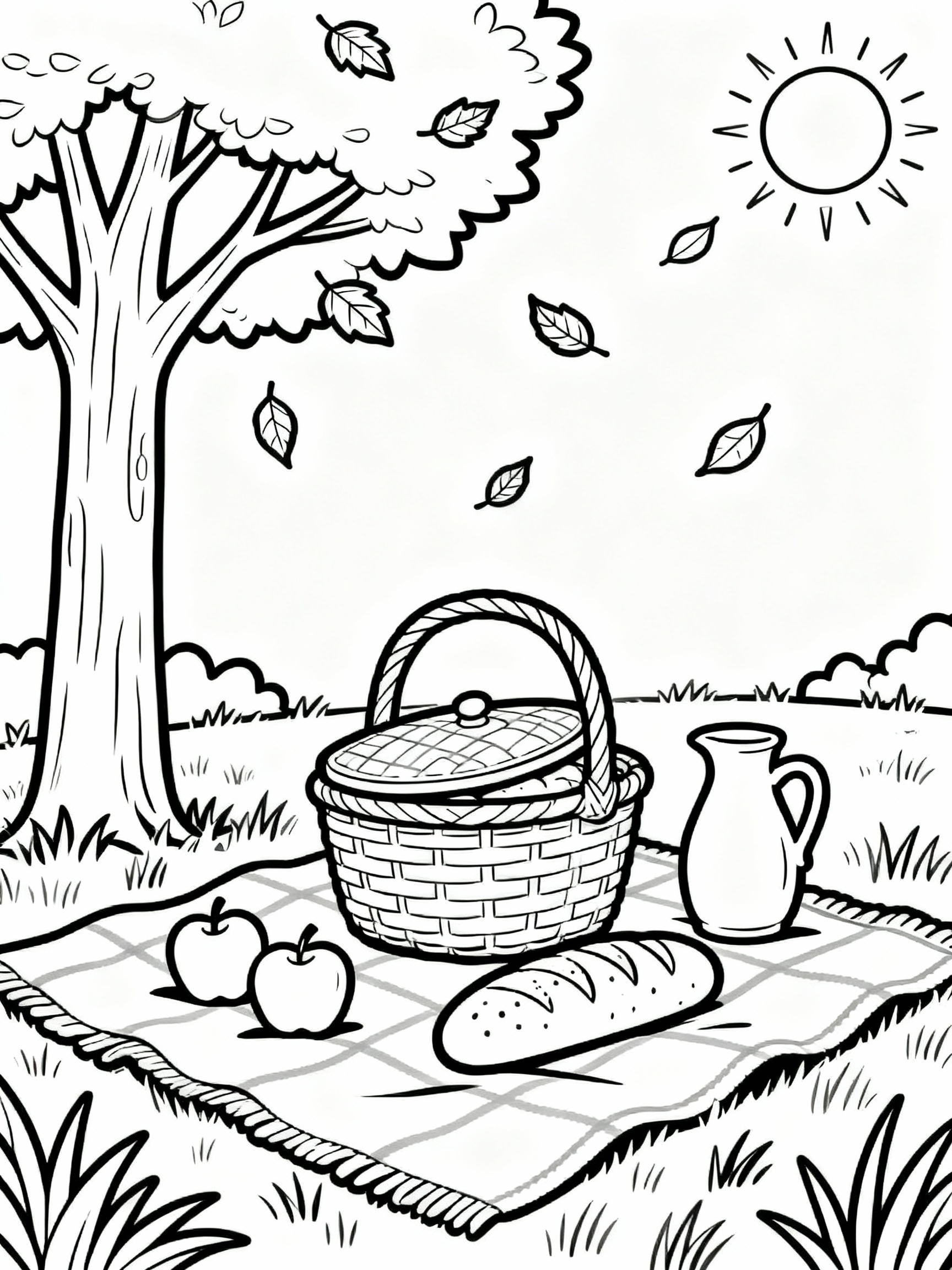 Fun Charming Autumn Picnic Coloring Page