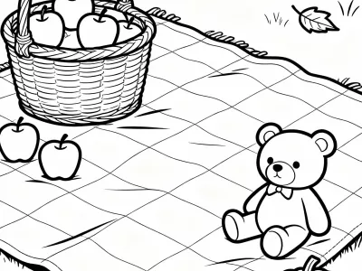 Gorgeous Baby Charming Autumn Picnic Coloring Page