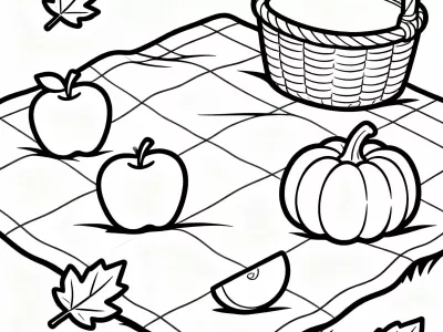 Incredible Charming Autumn Picnic Coloring Page