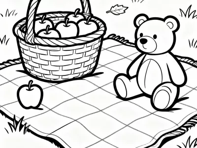 Joyful Festive Charming Autumn Picnic Coloring Page