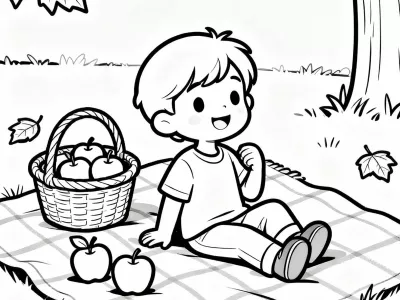 Perfect Charming Autumn Picnic Coloring Page