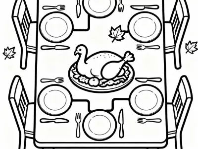 Creative Thanksgiving Table Maze Coloring Page