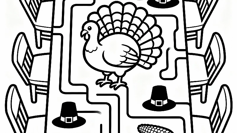15 Thanksgiving Table Maze Coloring Pages (Free PDFs)