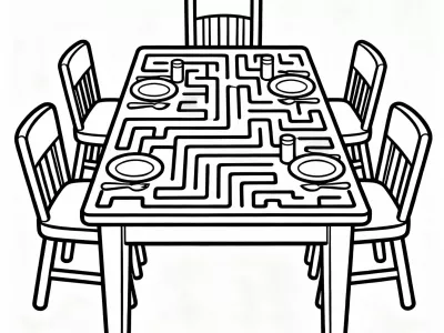 Perfect Thanksgiving Table Maze Coloring Page