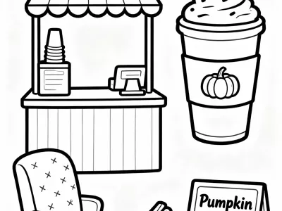 Fun Pumpkin Spice Cafe Scenes Coloring Page
